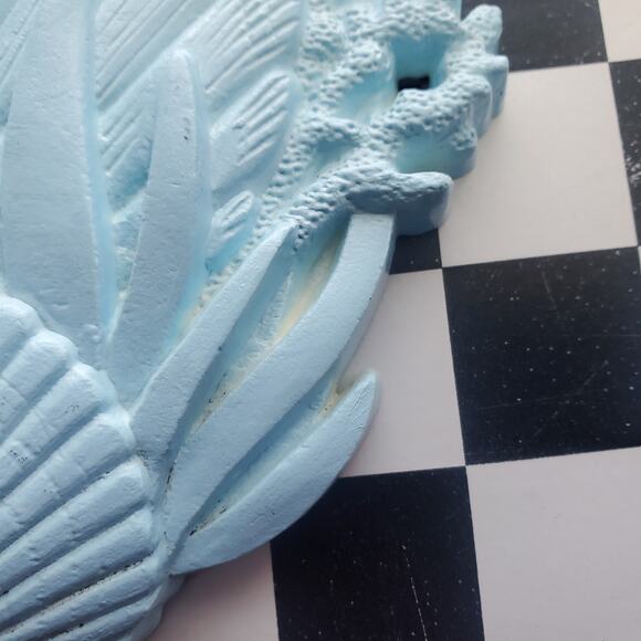 VTG 1960s Burwood Pastel Blue Angelfish Seashells Wall Hanging Decor - Picture 3 of 6